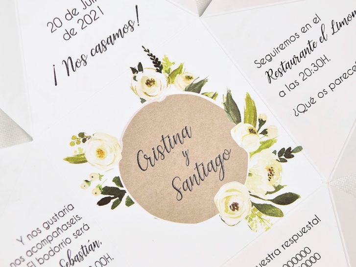 Invitaciones de boda 2019 con elementos florales